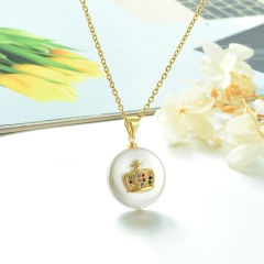 Stainless Steel Chain and Brass Pendant Necklace TTTN-0166