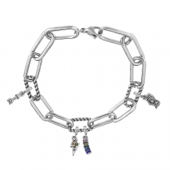 Stainless Steel Me Link Bracelet with Small Charms ML153