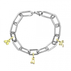 Stainless Steel Me Link Bracelet with Small Charms ML093