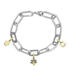 Stainless Steel Me Link Bracelet with Small Charms ML073