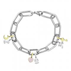 Stainless Steel Me Link Bracelet with Small Charms ML122