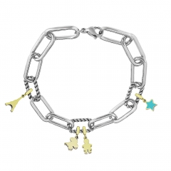 Stainless Steel Me Link Bracelet with Small Charms ML145