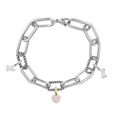 Stainless Steel Me Link Bracelet with Small Charms ML115