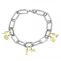 Stainless Steel Me Link Bracelet with Small Charms ML129