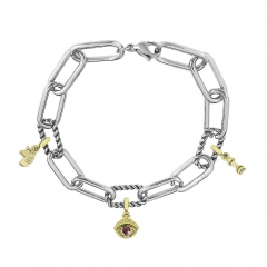 Stainless Steel Me Link Bracelet with Small Charms ML098