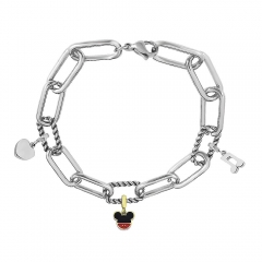 Stainless Steel Me Link Bracelet with Small Charms ML112