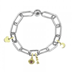 Stainless Steel Women Me Link Bracelet with Small Charms  MY145