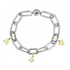 Stainless Steel Women Me Link Bracelet with Small Charms  MY090