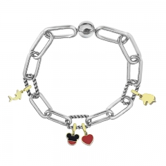 Stainless Steel Women Me Link Bracelet with Small Charms  MY143