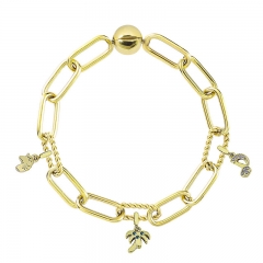 Stainless Steel Women Me Link Bracelet with Small Charms  MYG039
