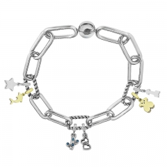 Stainless Steel Women Me Link Bracelet with Small Charms  MY120