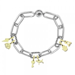 Stainless Steel Women Me Link Bracelet with Small Charms  MY130