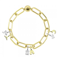 Stainless Steel Women Me Link Bracelet with Small Charms  MYG128