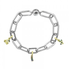 Stainless Steel Women Me Link Bracelet with Small Charms  MY106