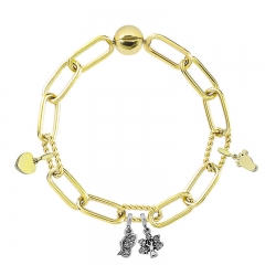 Stainless Steel Women Me Link Bracelet with Small Charms  MYG148