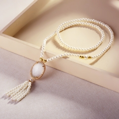 Pearl Brass Pendant Necklace  TTTN-0209G