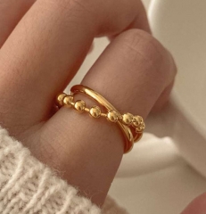 Fashion 18k Gold Plated Jewelry Women Stainless Steel Ring  RS-1413