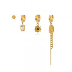 Fashion Jewelry 18k Gold Hoop Stainless Steel Earring Set ES-2399
