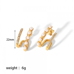 Hollow Gold Hoop Earrings Tarnish Free Gold Plated Stainless Steel Jewelry ES-2507