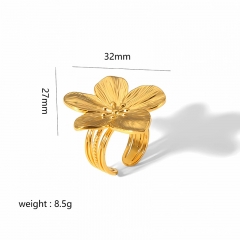 Fashion 18k Gold Plated Jewelry Women Stainless Steel Ring  RS-1559