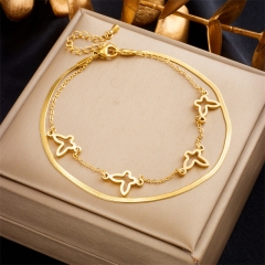 Stainless Steel 18K Gold Plated Anklets With Charms For Women  AN020