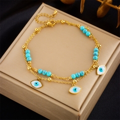 Stainless Steel 18K Gold Plated Anklets With Charms For Women  AN032