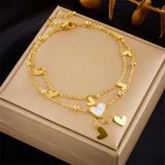 Stainless Steel 18K Gold Plated Anklets With Charms For Women  AN022