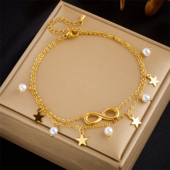 Stainless Steel 18K Gold Plated Anklets With Charms For Women  AN026