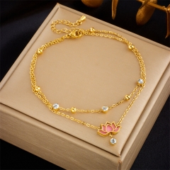 Stainless Steel 18K Gold Plated Anklets With Charms For Women  AN012