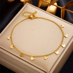 Stainless Steel 18K Gold Plated Anklets With Charms For Women  AN006