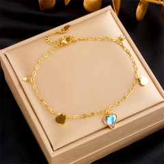 Stainless Steel 18K Gold Plated Anklets With Charms For Women  AN035