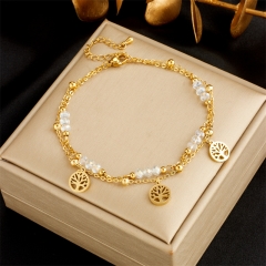 Stainless Steel 18K Gold Plated Anklets With Charms For Women  AN029