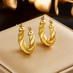 Stainless Steel Women Charm 18 K Gold Earrings ES-2756