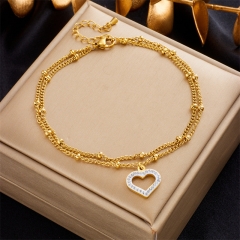 Stainless Steel 18K Gold Plated Anklets With Charms For Women  AN034