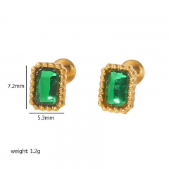 Fashion Jewelry Stainless Steel Women Green Zircon Earrings ES-2879