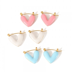 Fashion Jewelry Stainless Steel Women Heart Enamel Earrings ES-2856