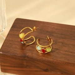 Women Jewelry Stainless Steel Gold drop Earrings ES-2852