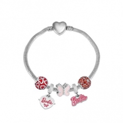 Stainless Steel Heart Snake Chain charms Bracelet  XK5380