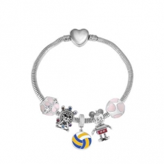 Stainless Steel Heart Snake Chain charms Bracelet  XK5403