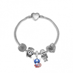 Stainless Steel Heart Snake Chain charms Bracelet  XK5396