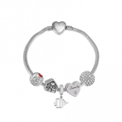 Stainless Steel Heart Snake Chain charms Bracelet  XK5389