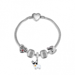 Stainless Steel Heart Snake Chain charms Bracelet  XK5424