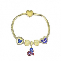 Stainless Steel Heart Snake Chain charms Bracelet  XK5454
