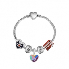 Stainless Steel Heart Snake Chain charms Bracelet  XK5418