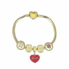 Stainless Steel Heart Snake Chain charms Bracelet  XK5245
