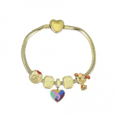 Stainless Steel Heart Snake Chain charms Bracelet  XK5433