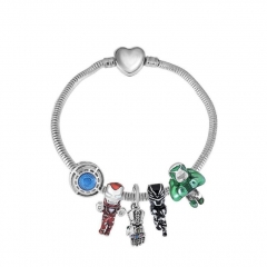 Stainless Steel Heart Snake Chain charms Bracelet  XK5126