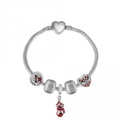 Stainless Steel Heart Snake Chain charms Bracelet  XK5407