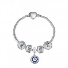 Stainless Steel Heart Snake Chain charms Bracelet  XK5069
