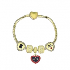 Stainless Steel Heart Snake Chain charms Bracelet  XK5241